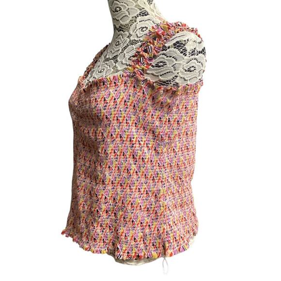 Maeve by Anthropologie smocked bodice tank top multi-colored print sz XL - Picture 2 of 6